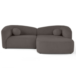 Charles - canapé d'angle droit 4 places en velours texturé - Gris