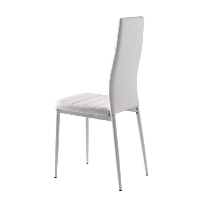 Set de 4 sillas – Polipiel y estructura metálica en blanco