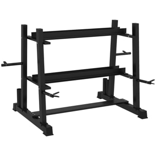 Support pour poids, haltères et barres - rack haltères multifonction - charge max. 200 Kg - acier noir