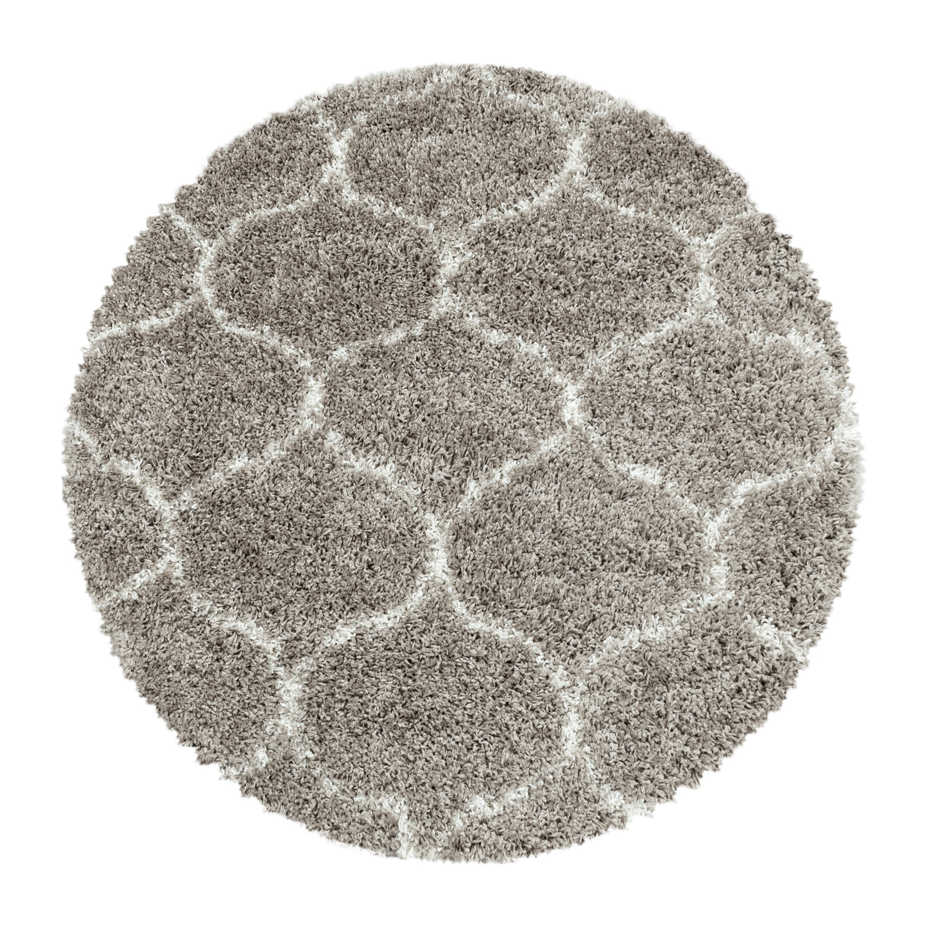 SALSA - Tapis shaggy rond à poils long berbère beige - SAL3201BEI