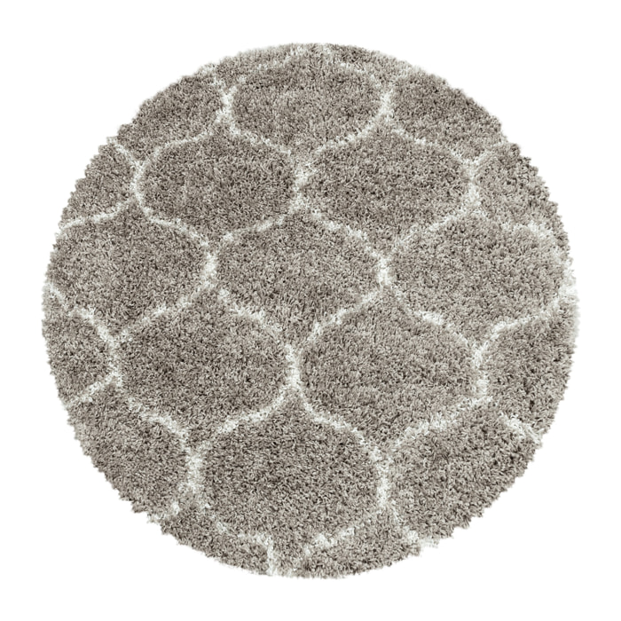 SALSA - Tapis shaggy rond à poils long berbère beige - SAL3201BEI