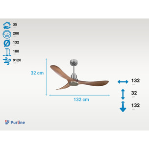 Ventilateur de plafond Réversible  Thermostat Wifi Moteur à courant continu Toits en pente Télécommande Hypersilence Mémoire Shopify Vendible (AUTOMATIQUE)
