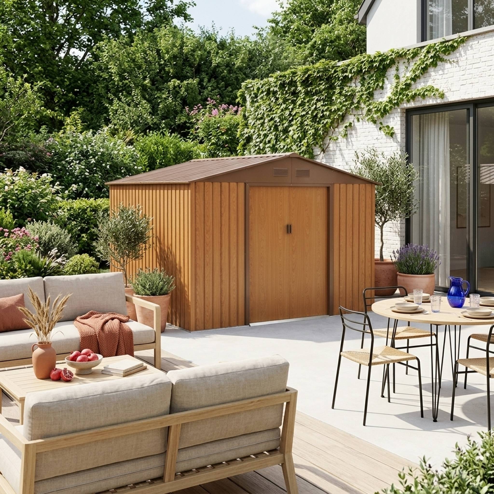 Abri de jardin métal 7,06m² avec kit d'ancrage CALAISIS