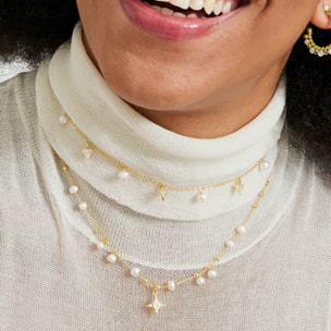 Collar de Perla Blanca acabado en oro amarillo de 18K