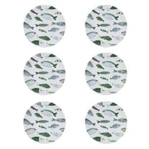 Set 6 piatti fondi Camogli in ceramica sottosmalto