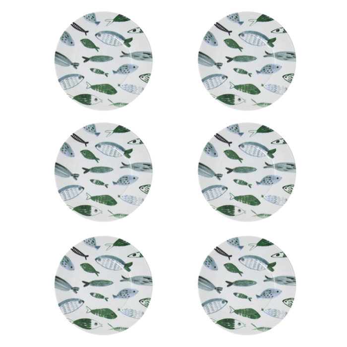 Set 6 piatti fondi Camogli in ceramica sottosmalto
