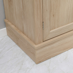 Alacena de Cocina Aparador de Comedor Mueble Auxiliar para Microondas con 4 Puertas 1 Cajón y Estante Abierto para Salón 74x39,5x183 cm Roble