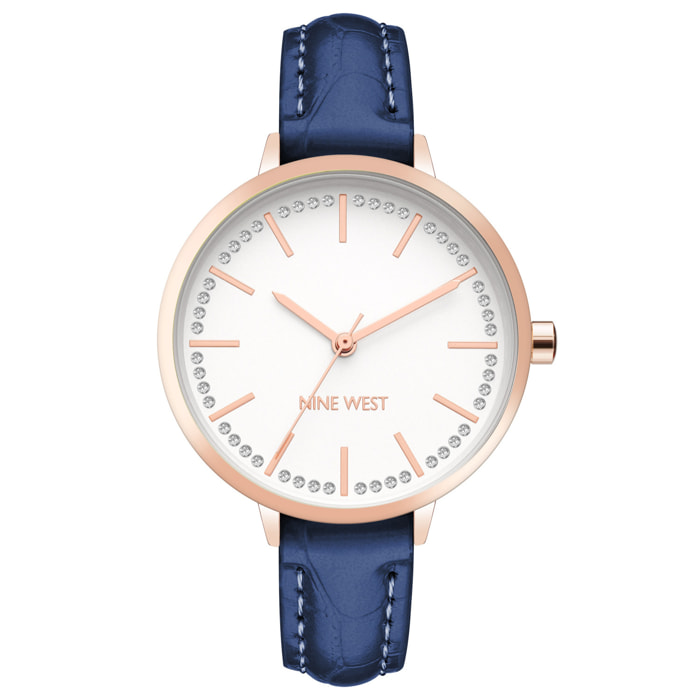 Reloj Nine West NW-2554RGNV Mujer Analogico Cuarzo con Correa de Cuero