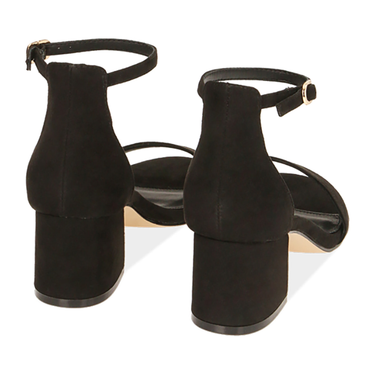 Sandalias negras de microfibra, tacón de 5,5 cm