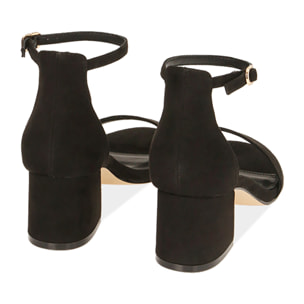 Sandalias negras de microfibra, tacón de 5,5 cm