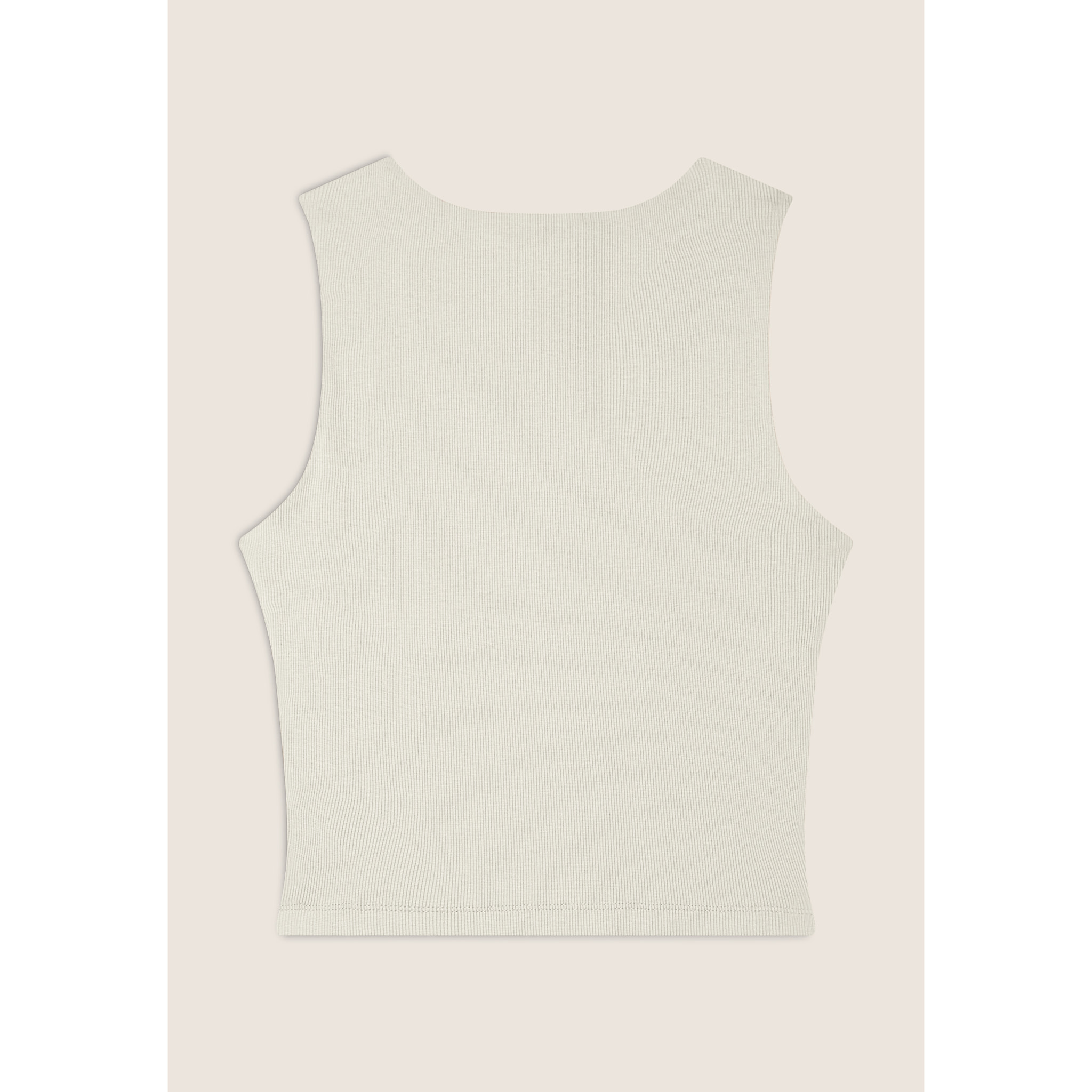 Top a costine stretch con scollo asimmetrico