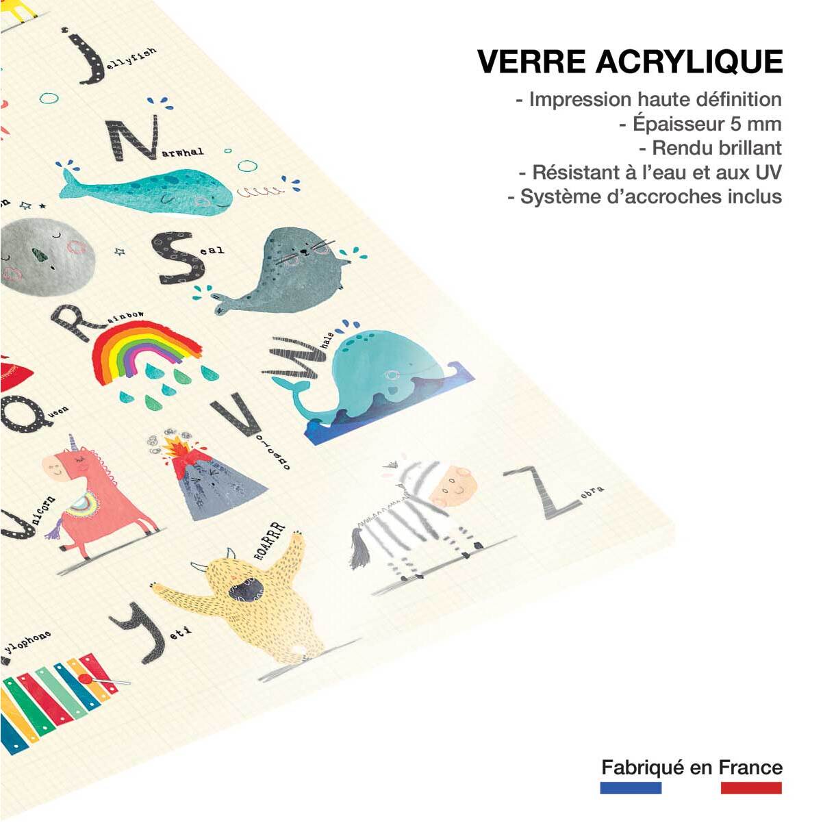 Tableau enfant alphabet enfant  Tableau plexiglas