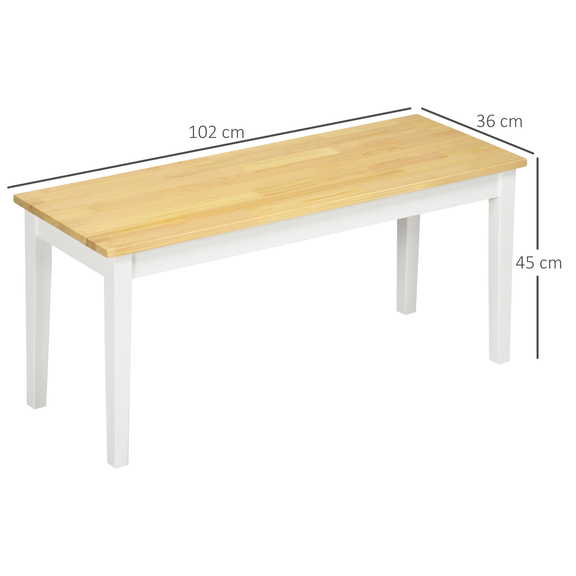 Banc 2 personnes dim. 102L x 36l x 45H cm bois de pin blanc