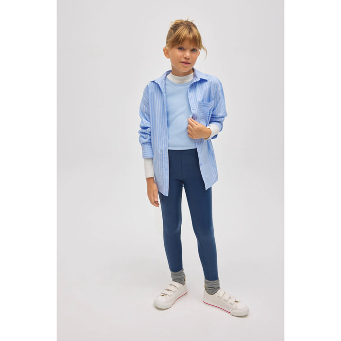 Leggings termici effetto pelle blu navy per bambine