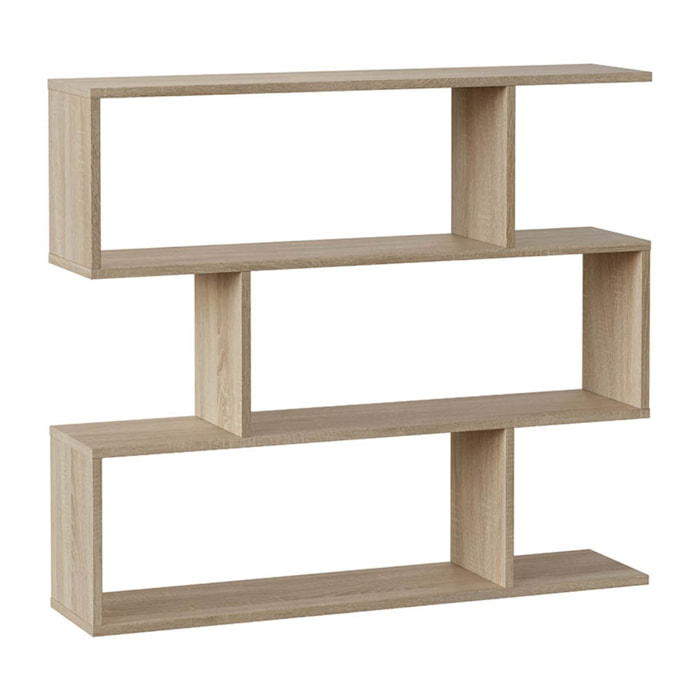 Libreria Da Terra Con Scaffali, Mensole Zig Zag 6 Vani Portaoggetti 4 Ripiani Design Moderno Soggiorno Casa Studio Ufficio Sala 97x110x25 cm Rovere