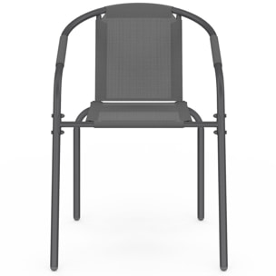 Chaises de jardin empilables Delma grises - lot de 4
