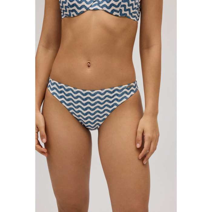 Slip bikini a onde blu scuro