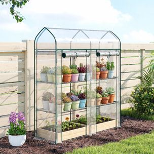 Serre de jardin étagères 3 niveaux châssis acier bâche PVC transparent