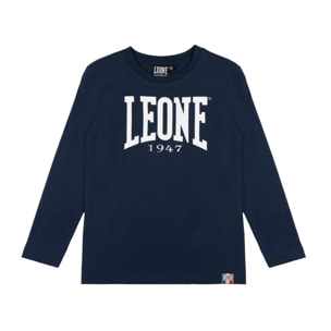 Camiseta básica de manga larga con logo grande de Leone 1947 para niños