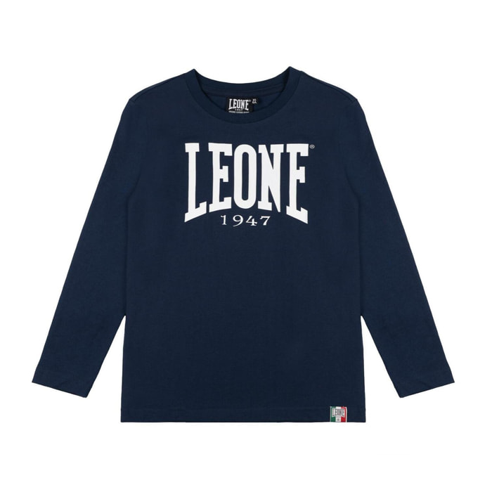 Camiseta básica de manga larga con logo grande de Leone 1947 para niños