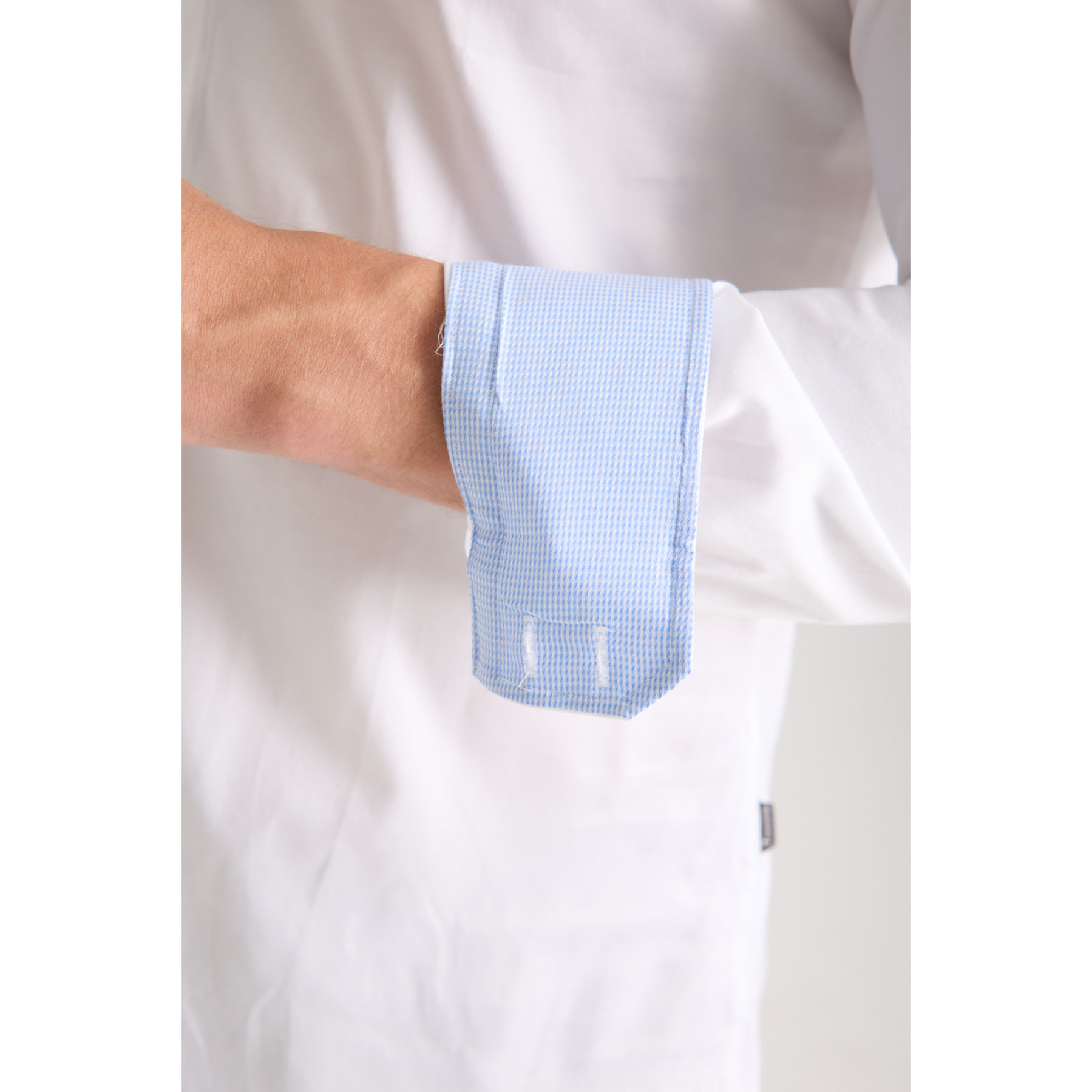 Camicia Uomo 2 Bottoni Button Down 7bottoni Doppio Coll Satin Unito Bianco