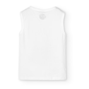 Camiseta niño, algodón estampada, tirantes, blanco, 838076