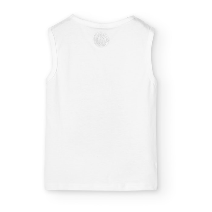 Camiseta niño, algodón estampada, tirantes, blanco, 838076