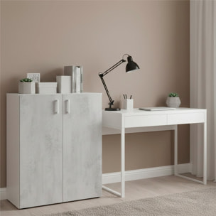 Armadietto Multiuso Armadio Basso A 2 Ante Mobile Salvaspazio Con Ripiani Regolabili Bagno Lavanderia Ripostiglio 80x37x92 Cm Bianco E Grigio Cemento