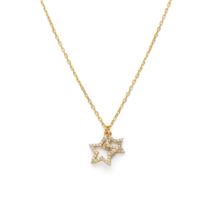Collier Duo Stars Spark Argent Plaqué Or