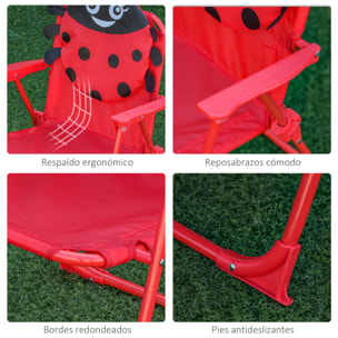 Set de Mesa y Sillas Infantil de Jardín Plegable con Sombrilla Ajustable Rojo