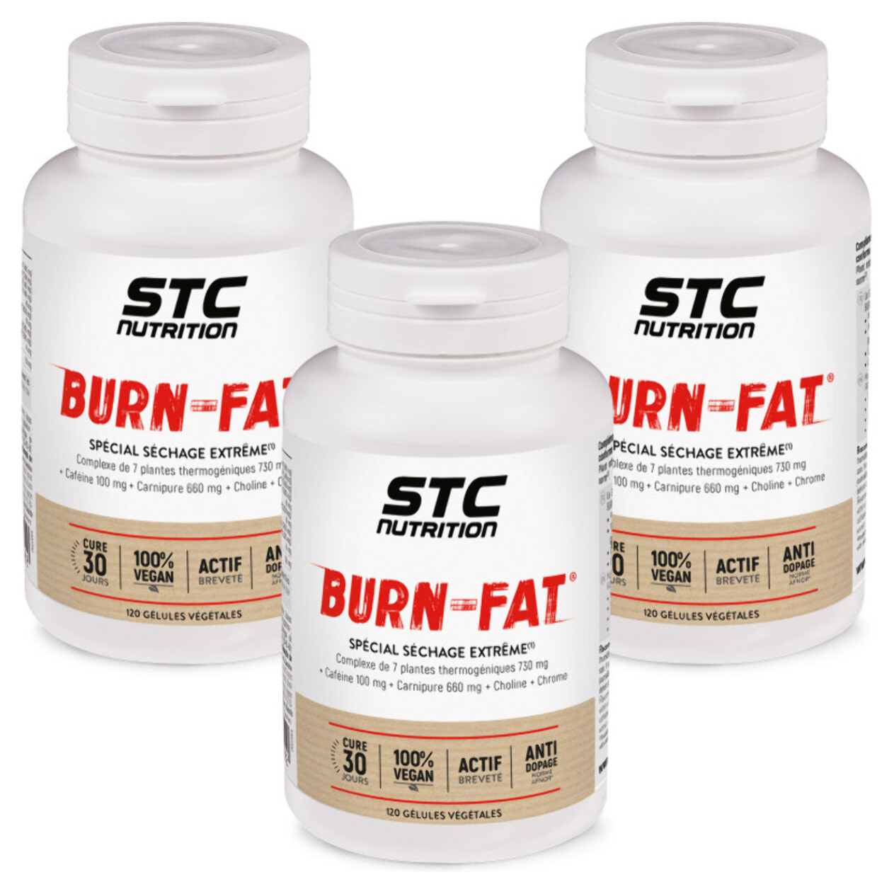 STC NUTRITION - Burn Fat - Brûle-graisses extrême - Formule renforcée - Accélère la perte de masse grasse & Favorise l'augmentation de masse maigre - Lot de 3