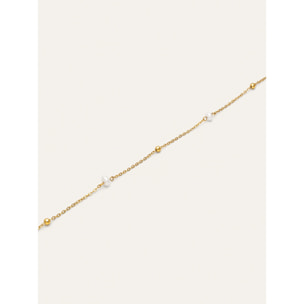 Cavigliera Little Pearl Acciao Placcato Oro