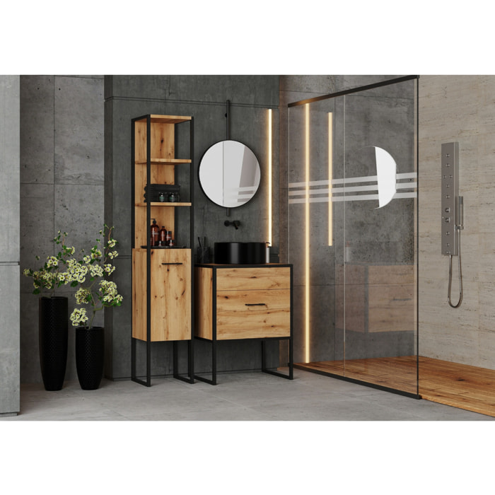 Mobile bagno AURA in rovere e metallo stile industrial