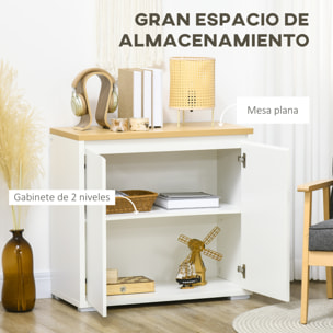 Aparador de Salón Armario de Almacenamiento Mueble Auxiliar de Cocina con 2 Puertas y Estante Ajustable para Comedor Entrada 80x37x75 cm Blanco