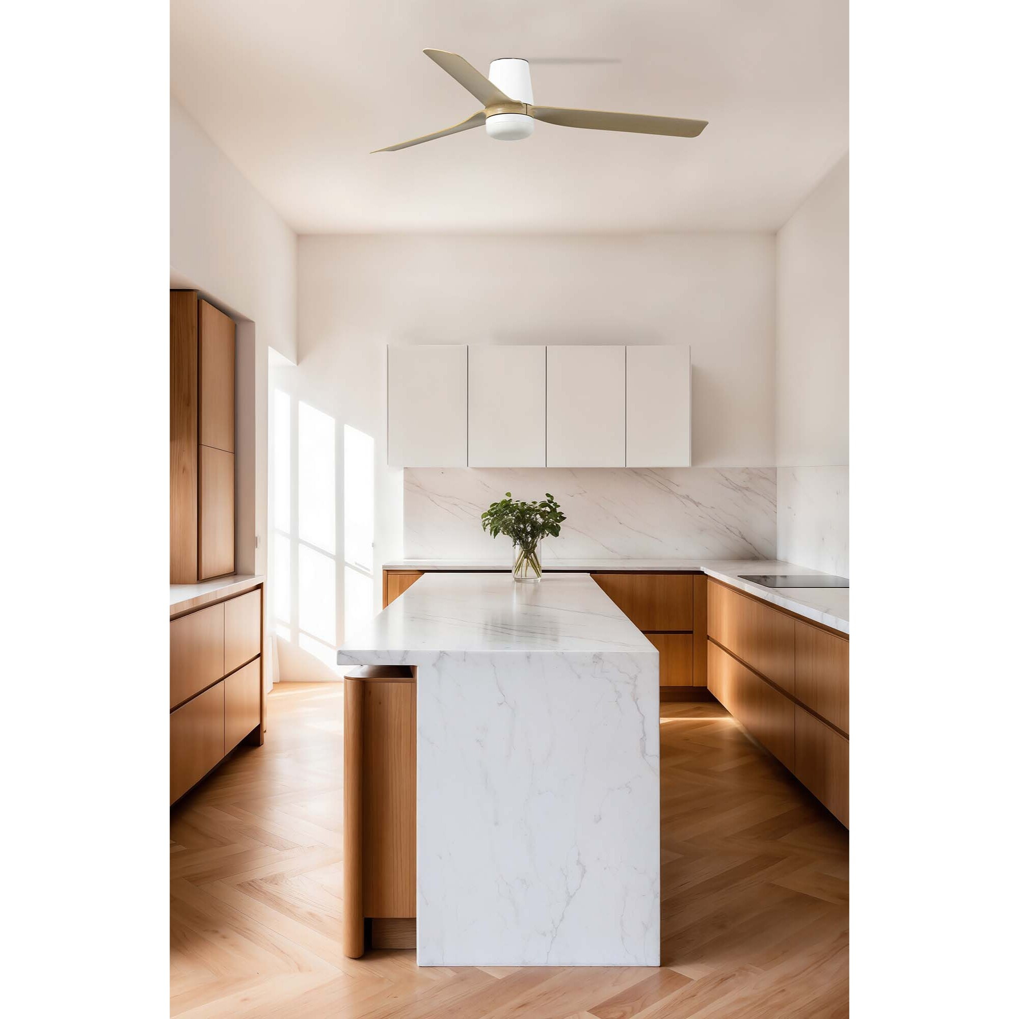 PUNT TUB M LED Ventilateur de plafond blanc/bois clair TUYA