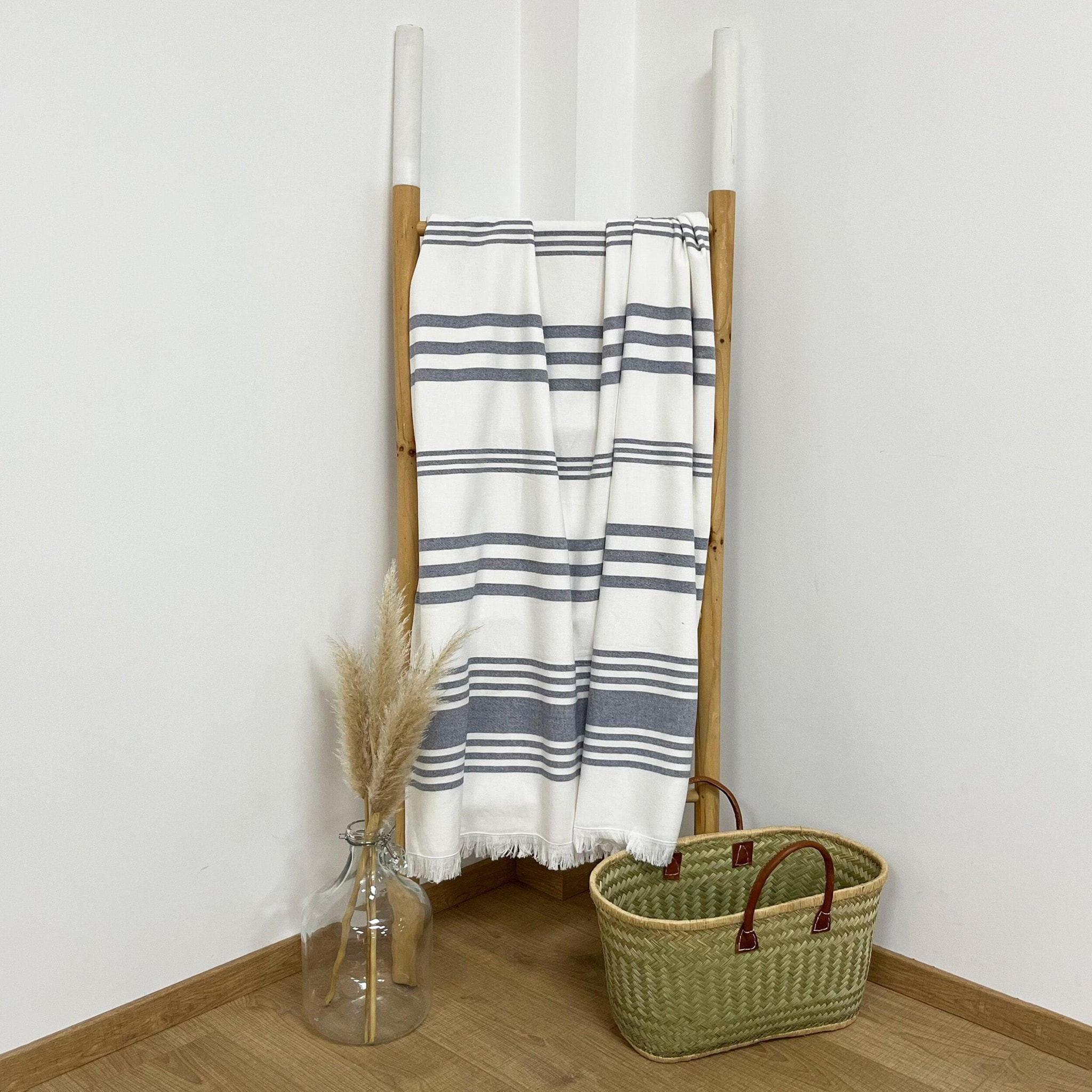 Fouta doublée éponge XL - Karabuk Bleu marine - 380g/m²