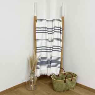 Fouta doublée éponge XL - Karabuk Bleu marine - 380g/m²