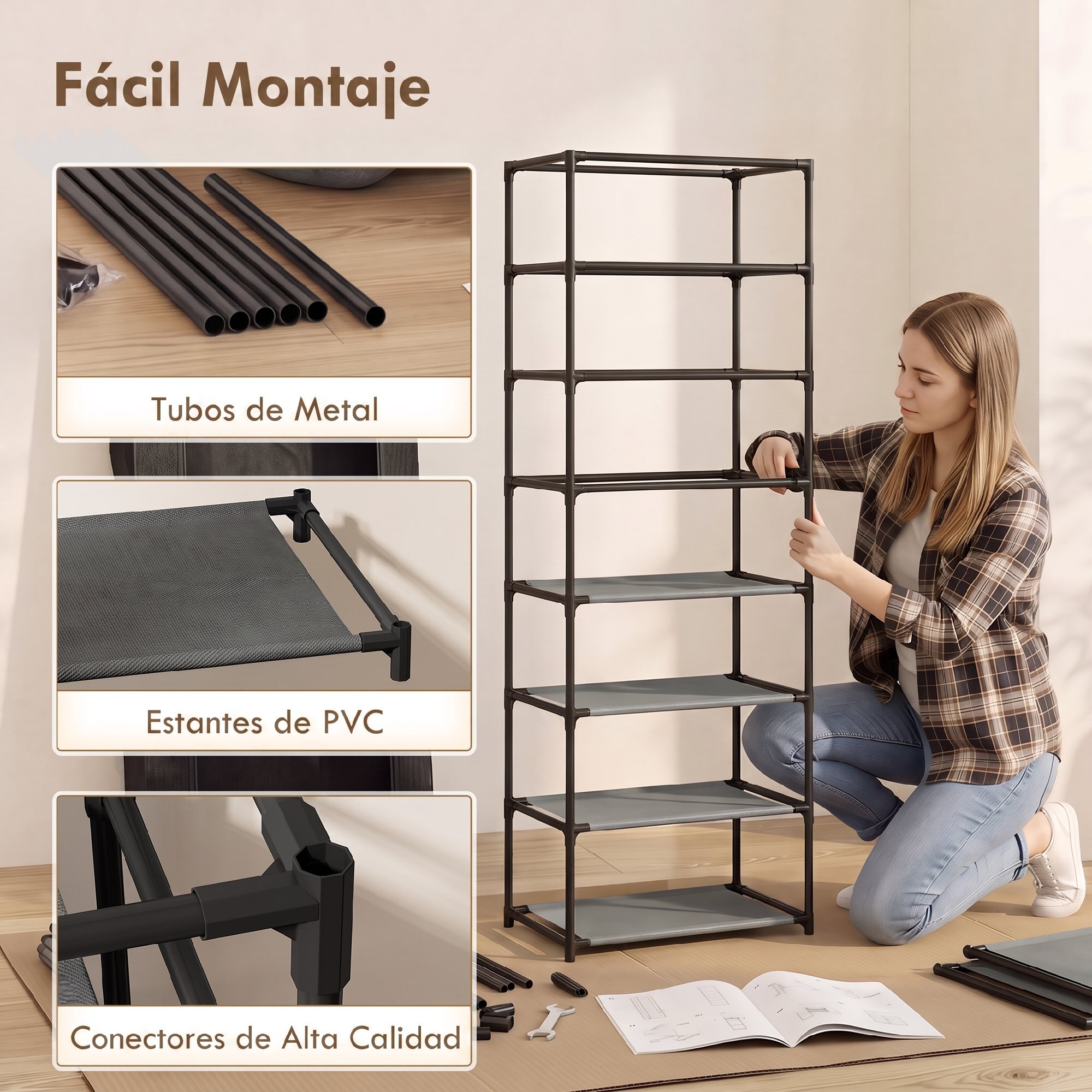 HOMCOM Zapatero de 7 Niveles, Zapatero Estrecho de Acero con Funda de Tela no Tejida, 2 Bolsillos Laterales, Estantería para 14-21 Pares de Zapatos, para Recibidor, Entrada, Pasillo, Negro