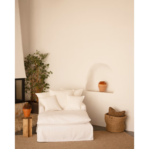 Sillón de algodón y lino color blanco de 115x170cm Alto: 73 Largo: 170 Ancho: 115