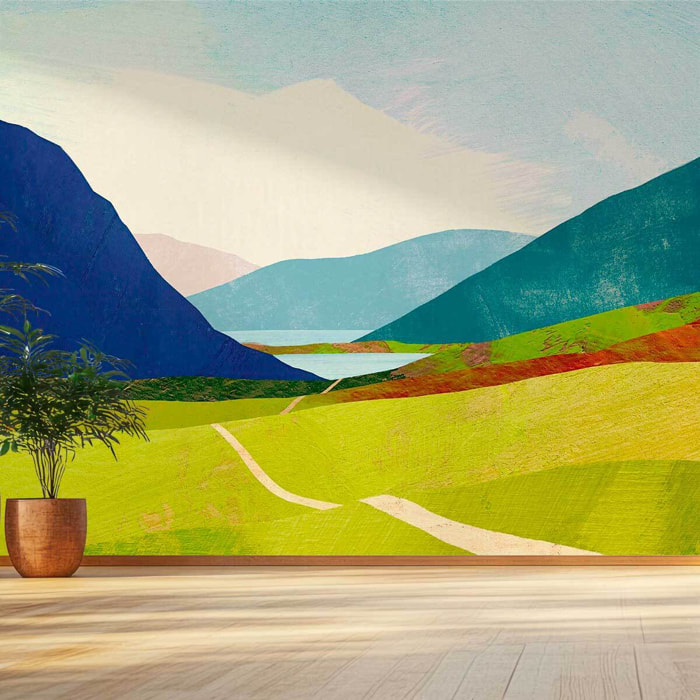 Papier peint panoramique randonnée solitaire Intissé