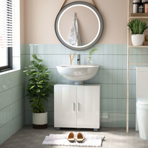 Mueble para Debajo del Lavabo Armario Baño de Suelo de Madera con 2 Puertas y Estante Ajustable Interior Moderno 60x30x60 cm Blanco