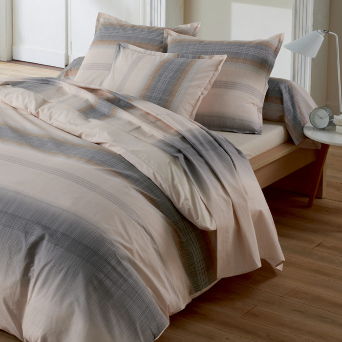 Taie d’oreiller percale de coton dégradé rayé - Beige