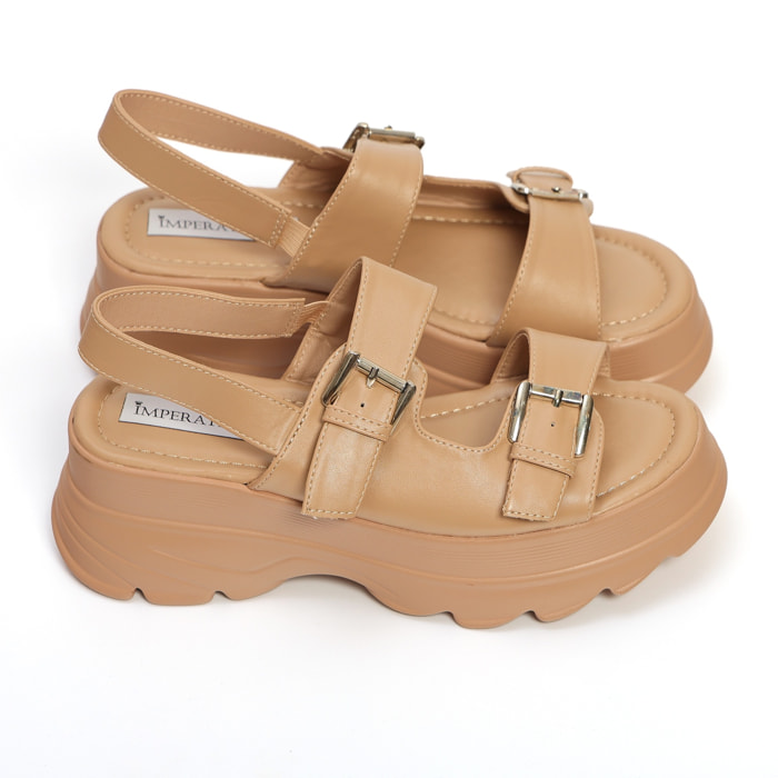Sandali in simil pelle con zeppa