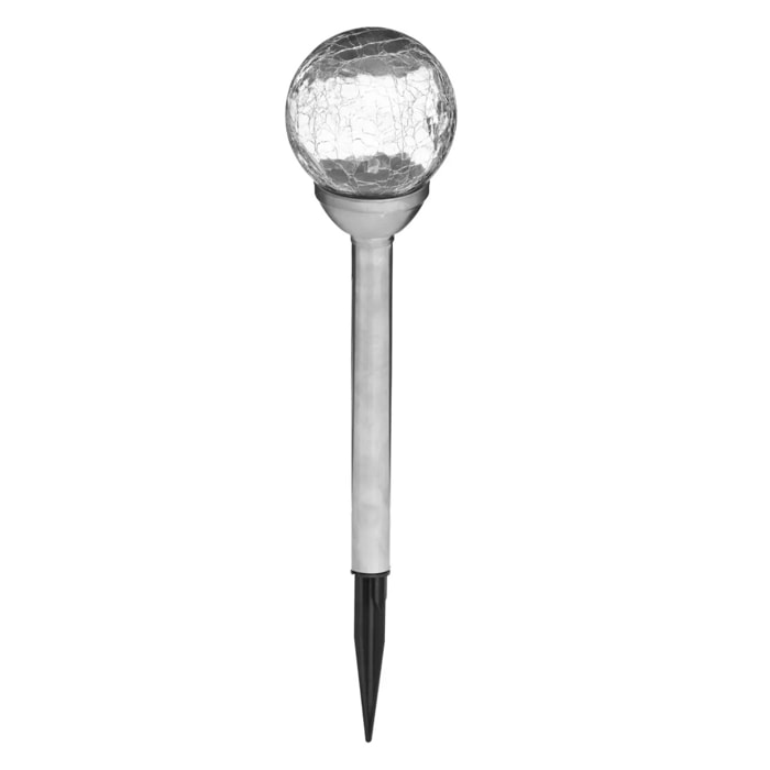 Balise solaire "Nara" - inox et verre - argent - D10 cm