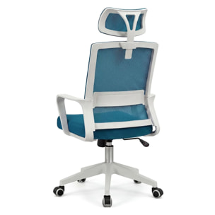 Silla de oficina ergonómica en blanco y turquesa 111-121x51 cm Dafne Tex Blanco - Turquesa