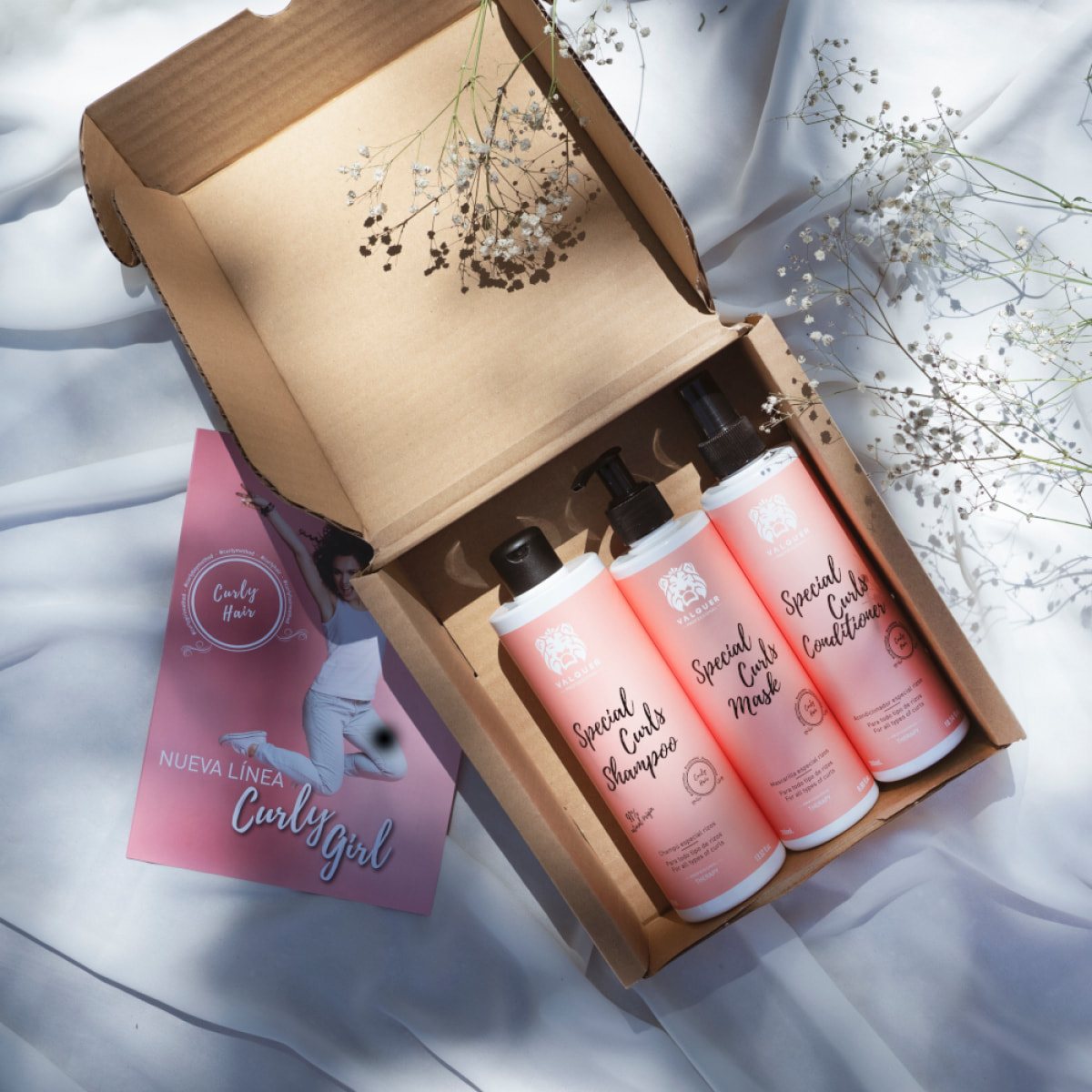 Valquer Pack curly Champú, mascarilla y acondicionador para cabellos rizados - 400 ml + 290 ml + 300 ml