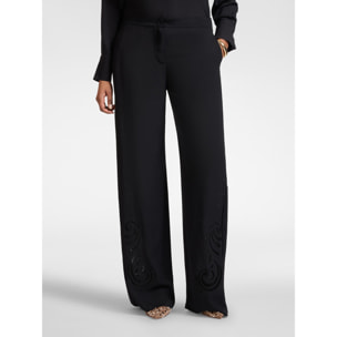 Elena Mirò - Pantalones palazzo bordados - Negro