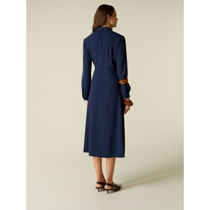 Oltre - Vestito chemisier a righe - Blu