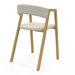 Chaises Enola en tissu beige et pieds effet bois - lot de 4