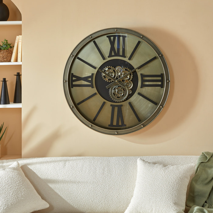 Horloge "Parker" argent D80cm